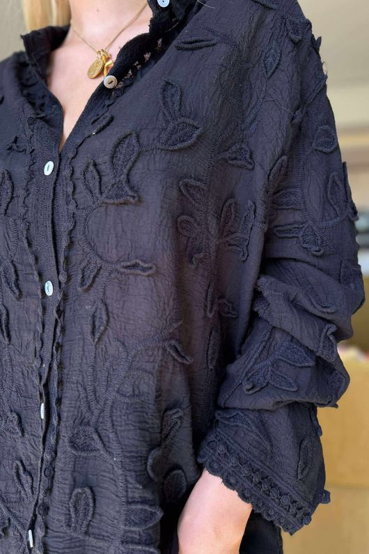 Laundry B Effie Embroidered Shirt Black